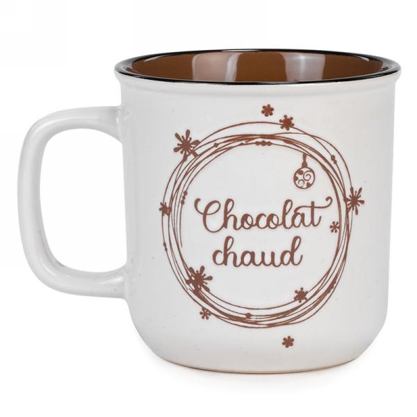 Tasse en céramique 'Chocolat chaud' Va au lave-vaisselle et au four à micro-ondes Dimensions Hauteur : 4'' Diamètre : 4''